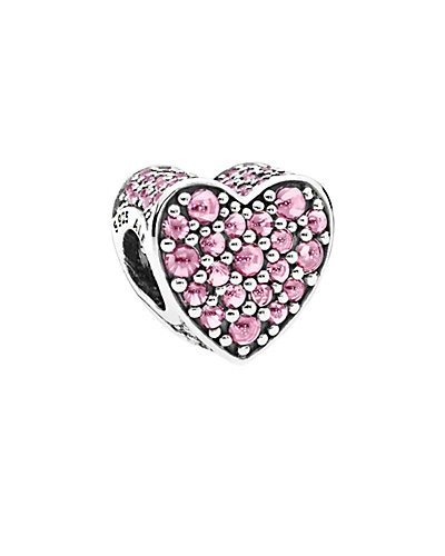 Silver & Pink CZ Dazzling Heart Charm
