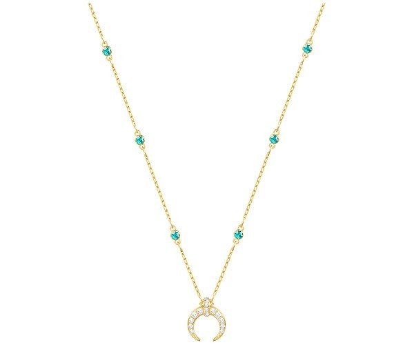  Last Summer Moon Necklace, Aqua, Gold plating