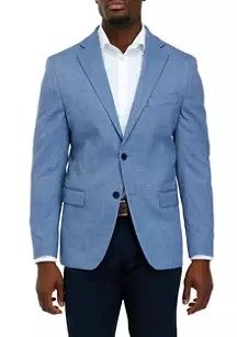 Men's Blue Texture Solid Sport Coat