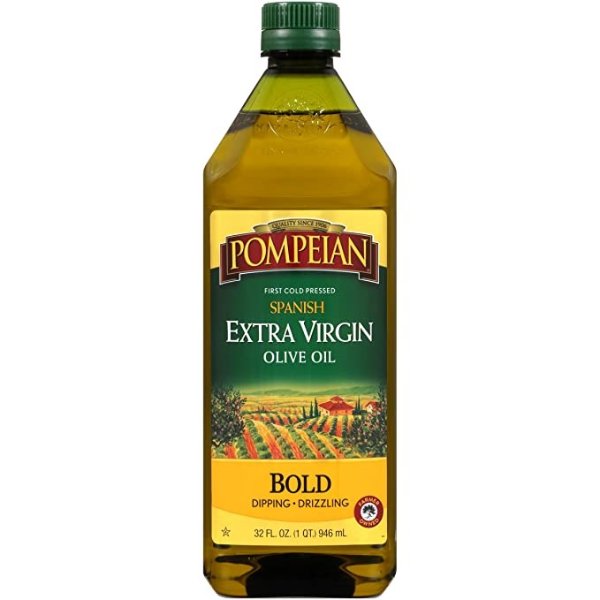 Spanish Bold Extra Virgin Olive Oil, First Cold Pressed, Strong and Fruity Flavor, Perfect for Dipping and Drizzling, Naturally Gluten Free, Non-Allergenic, Non-GMO, 32 FL. OZ., Single Bottle