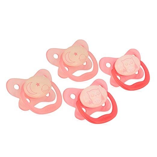 PreVent Contour Glow in the Dark Pacifier, Stage 2 (6-12m), Pink, 4-Pack