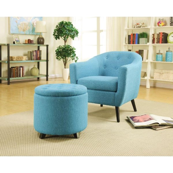 Home Decorators Collection Modern Fabric Storage Ottoman in Turquoise-CNF1584 - The Home Depot