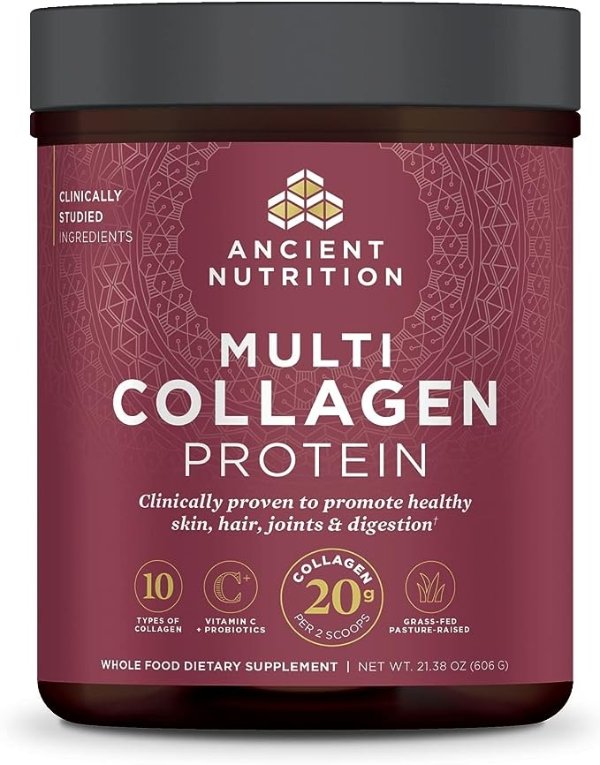 Collagen Powder Protein with Probiotics, Multi Collagen Protein, Unflavored, 60 Servings, Hydrolyzed Collagen Peptides Supports Skin and Gut Health, Joint Supplement, 21.38oz
