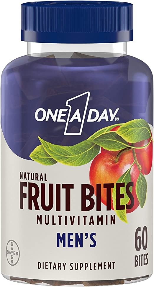 Men’s Natural Fruit Bites Multivitamin with Immune Health Support, 60 Count (1 month supply), Gluten Free Vitamins for Men with Vitamin A, Vitamin D, Vitamin E, B6, B12, Zinc & more