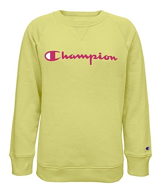 Honey Yellow 'Champion' Crewneck Sweatshirt - Girls