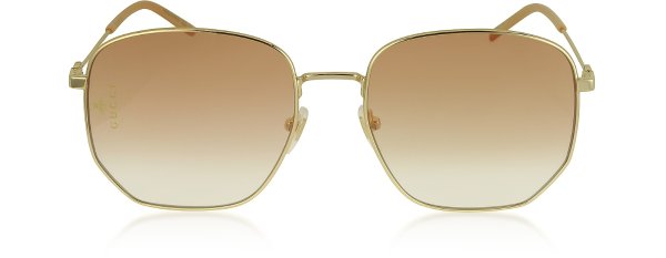 Squared-frame Gold Metal Sunglasses