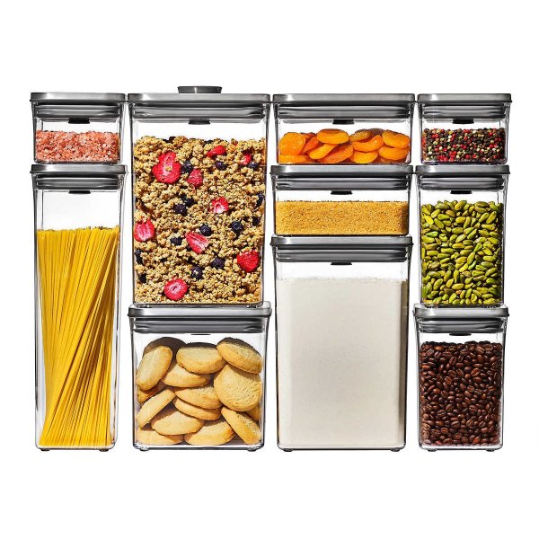 10-piece POP Containers with Stainless Steel Lids