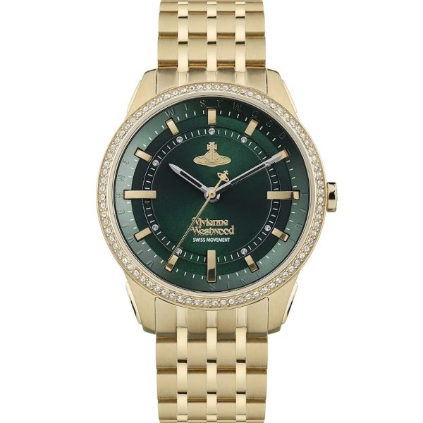 水晶绿淡金色腕表