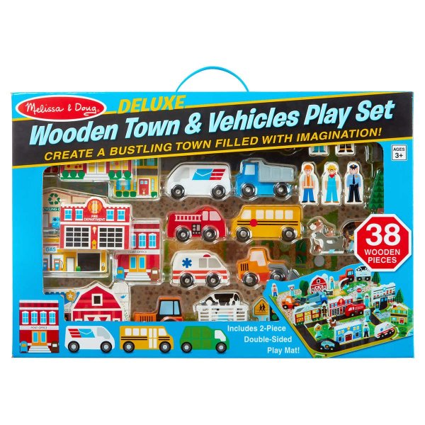 Deluxe Wooden Town and Vehicle Playset