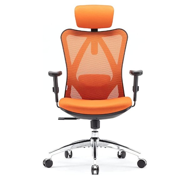Ergonomic Office Chair, High Back Desk Chair, Adjustable Headrest with 2D Armrest, Lumbar Support and PU Wheels, Swivel Computer Task Chair for Office, Tilt Function Office Chair, Orange…
