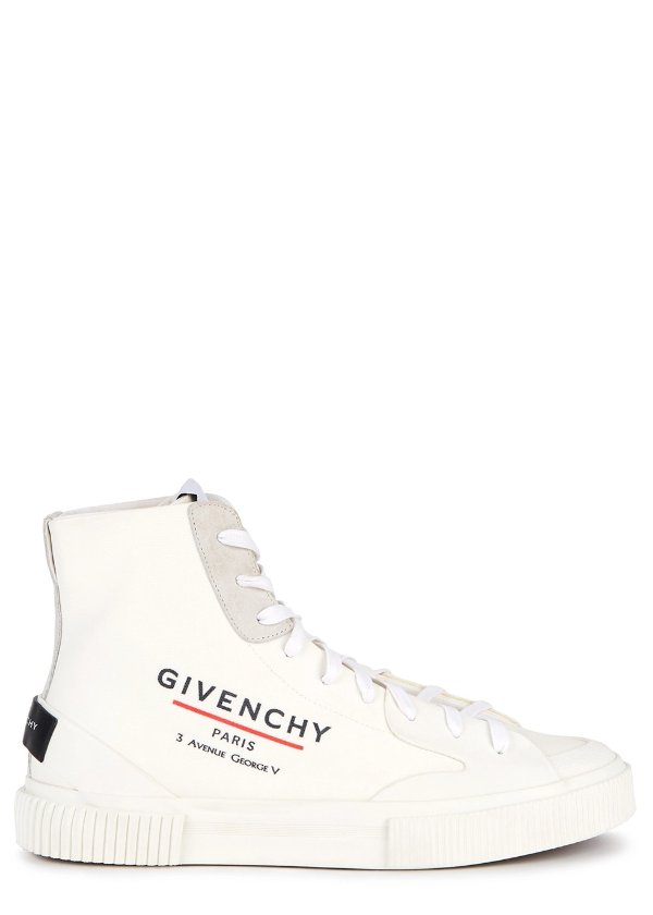 Tennis off-white coated canvas hi-top sneakers