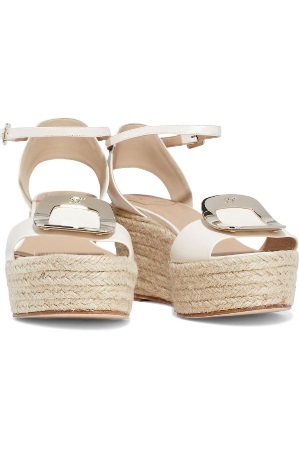 Corda Chips glossed-leather espadrille wedge sandals