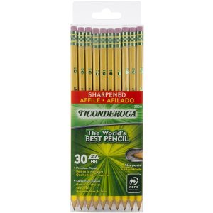 Dixon Ticonderoga Wood-Cased 2HB Pencils, Pre-Sharpened, Box of 30
