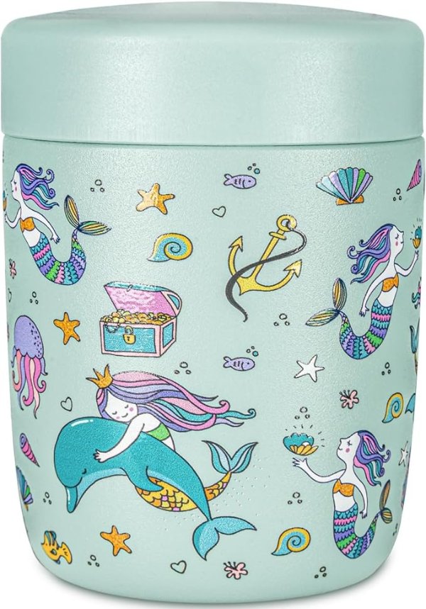 9oz Stainless Steel Vacuum Insulated Kids Food Jar - Soup Thermo for Hot & Cold Food - Blue Mermaid