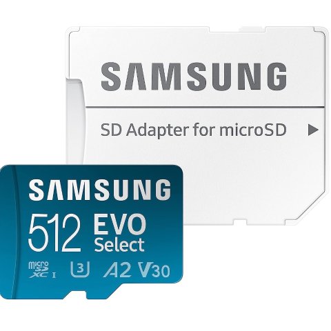 128GB $12.99 512GB $28.99SAMSUNG EVO Select 130MB/s U3 A2 microSDXC 存储卡