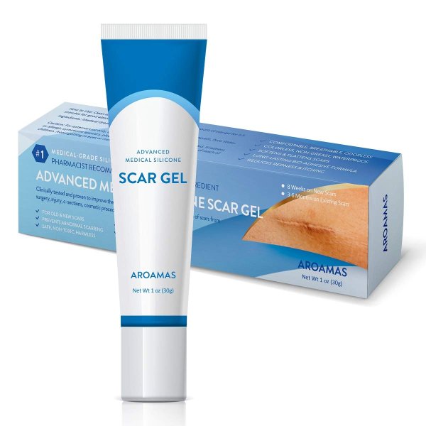 Advanced Scar Gel Medical-Grade Silicone for Face, Body, Stretch Marks, C-Sections, Surgical, Burn, Acne, Old & New Scars, Clinically Proven, 30g