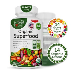 Amate Life Organic Superfood Greens Fruits and Veggies Complex 60 Tablets