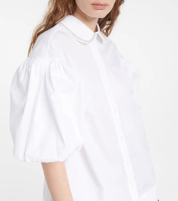 Embellished cotton poplin shirt