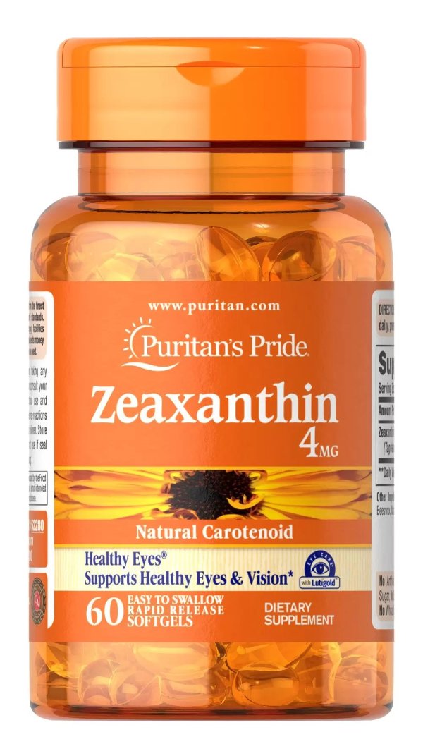 Zeaxanthin 4 mg 60 Softgels | Eye Health Supplements| Puritan's Pride