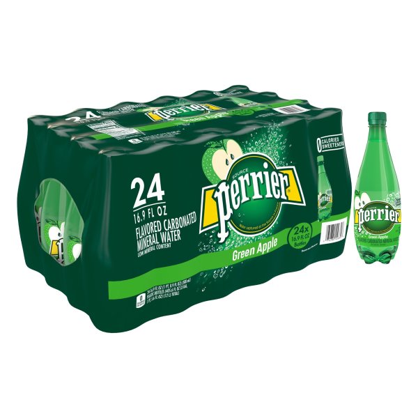 Green Apple Flavored Carbonated Mineral Water, 16.9 fl oz. Plastic Bottles (24 Count)