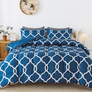 HYLEORY Printed Comforter Set Queen Size with 2 Pillow Shams