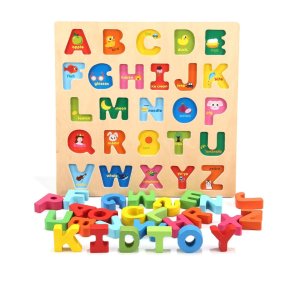 Jamohom Wooden Alphabet Puzzles for Toddlers