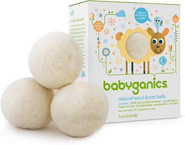 Natural Wool Laundry Dryer Balls, 3 ct, Packaging May Vary