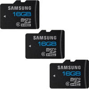 3支装三星microSD 16GB Class 6 高速存储卡(简装)