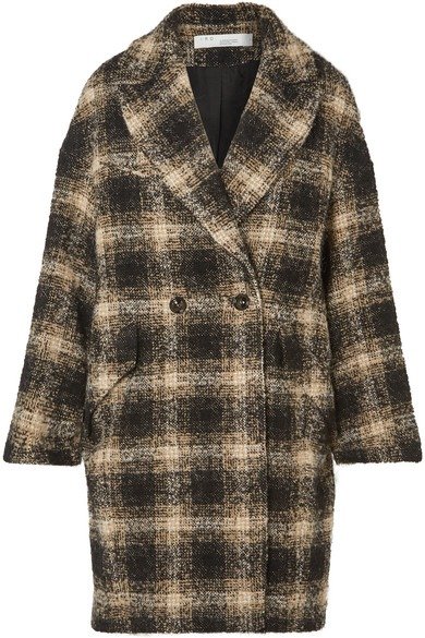 Karsh double-breasted checked boucle coat