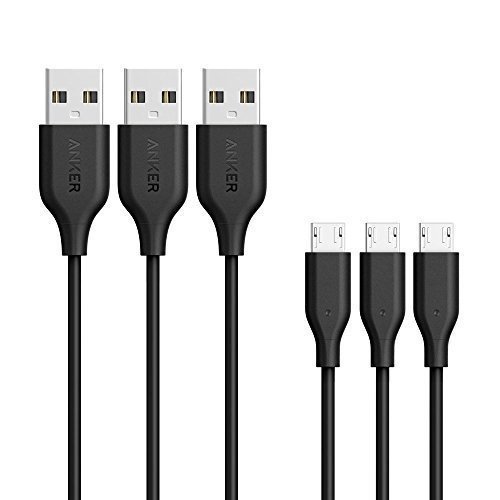 [3-Pack Powerline Micro USB (3ft) - Charging Cable for Samsung, Nexus, LG, Android Smartphones and More (Black)
