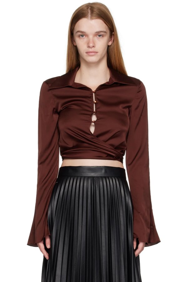 Burgundy Cropped Blouse