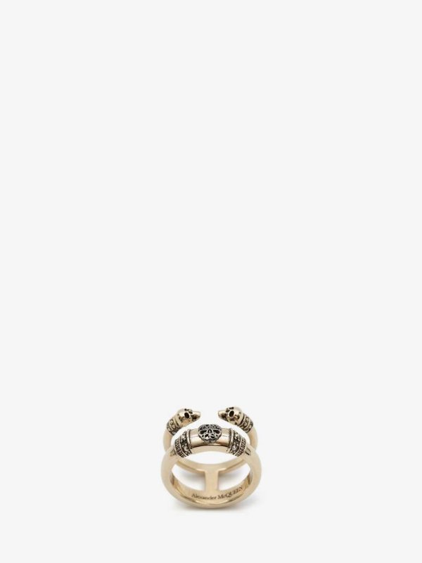 Skull and Charm Seal Double Ring