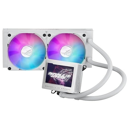 ROG Ryujin III 240 ARGB WHT All-in-one Liquid CPU Cooler with 240mm Radiator. Asetek 8th gen Pump, 2X Magnetic 120mm ARGB Fans (Daisy Chain Design), 3.5” LCD Display.,white