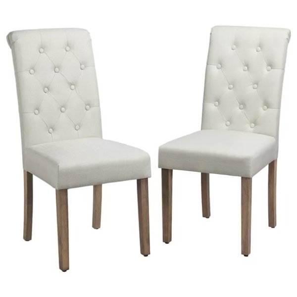 Classic Fabric Upholstered Dining Chair High Back Padded Dining Chairs tufted parsons For Home And Restaurants(2pcs)