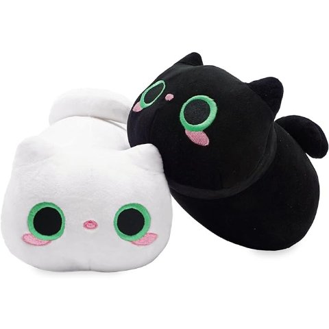 Onsoyours 毛绒猫猫玩具，黑猫+白猫，超可爱