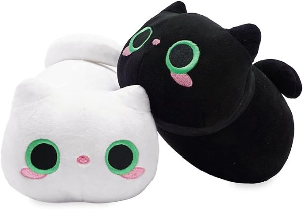 Onsoyours 毛绒猫猫玩具，黑猫+白猫，超可爱