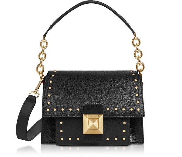 Onyx Leather Studded Diva Mini Shoulder Bag