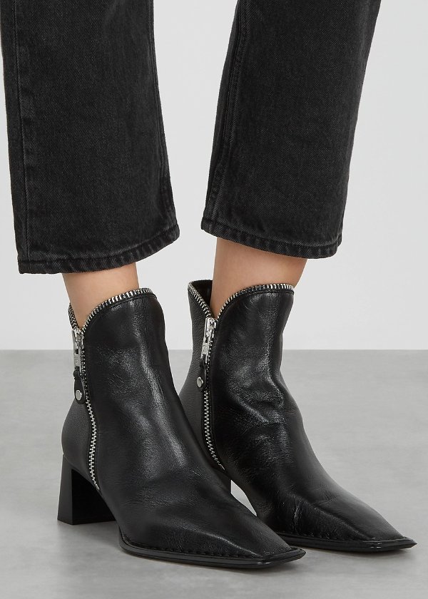 Lane 50 black leather ankle boots