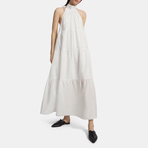 Tiered Halter Maxi Dress in Cotton Blend