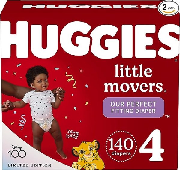 Baby Diapers Size 4, 140 Ct, Huggies Little Movers