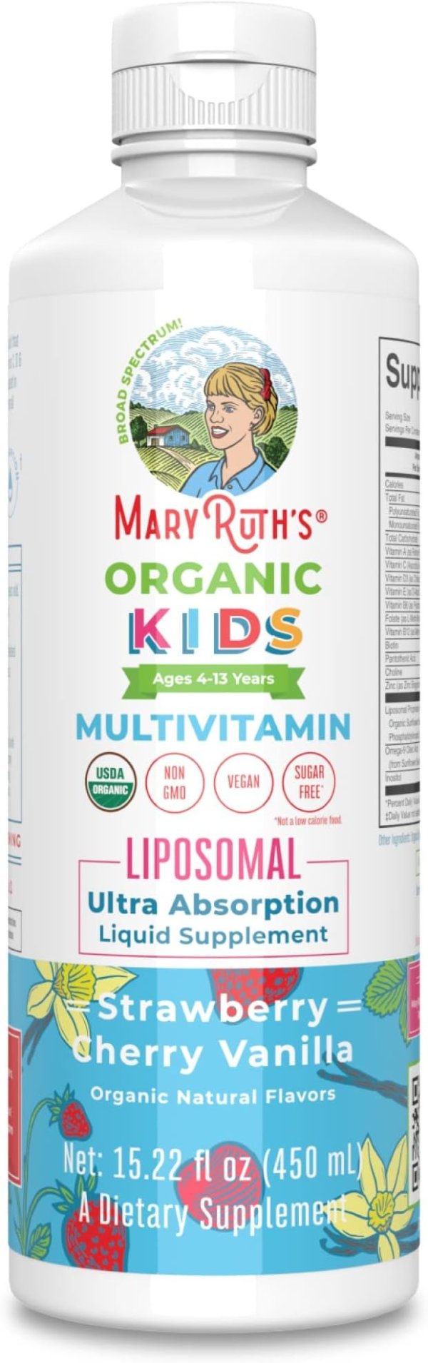 Vitamin Liquid for Kids | Liposomal | Immune Support for Ages 4+ | USDA | Sugar-Free | Non-GMO | Multivitamin 15.22 Fl Oz