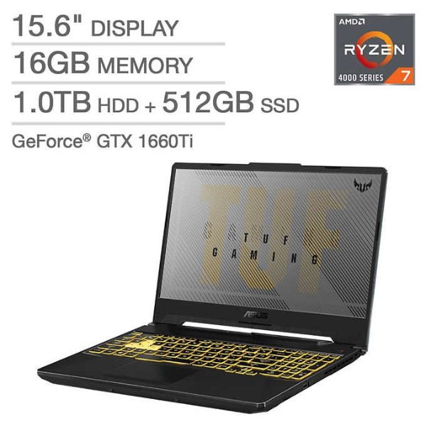 TUF Laptop (R7 4800H, 1660Ti, 144Hz, 16GB, 512GB+1TB)