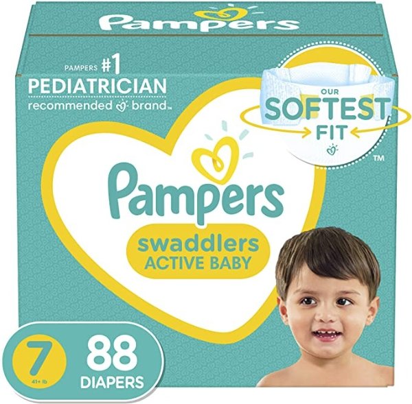Diapers Size 7, 88 Count - Pampers Swaddlers Disposable Baby Diapers, ONE MONTH SUPPLY (Packaging May Vary)
