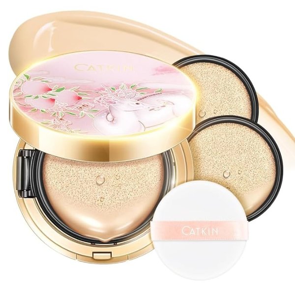 Blossom BB Cream Air Cushion Foundation Natural Coverage Moist Glowy Finish Breathable Face Makeup with 2 Refills Beige (C01 Ivory Light)