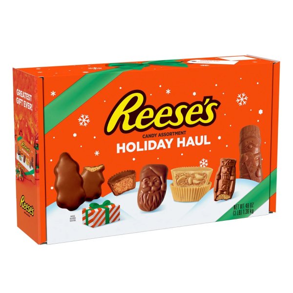 REESE'S, Milk Chocolate Peanut Butter Assortment Candy, Christmas, 48 oz, Gift Box