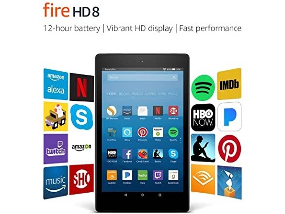 Fire HD 8 Tablet with Alexa, 8" HD Display, with Special Offers (Previous Generation – 7th) (Your Choice: Model)