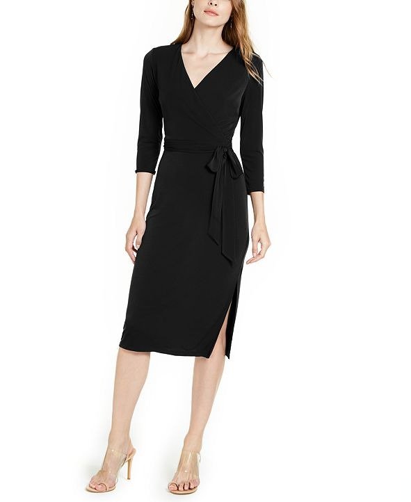 INC Side-Tie Faux-Wrap Dress, Created for Macy's