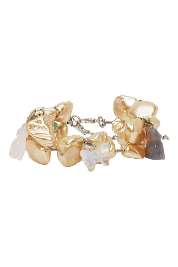 Gold Pearl Charm Bracelet