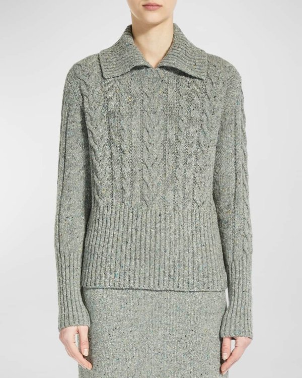 x Kate Phelan Cable-Knit Tweed Sweater