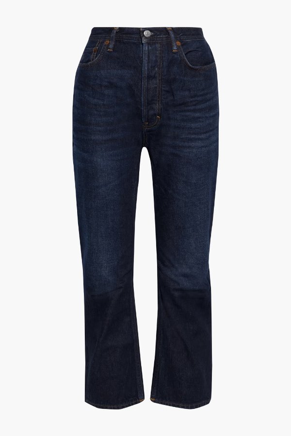 Log cropped high-rise straight-leg jeans